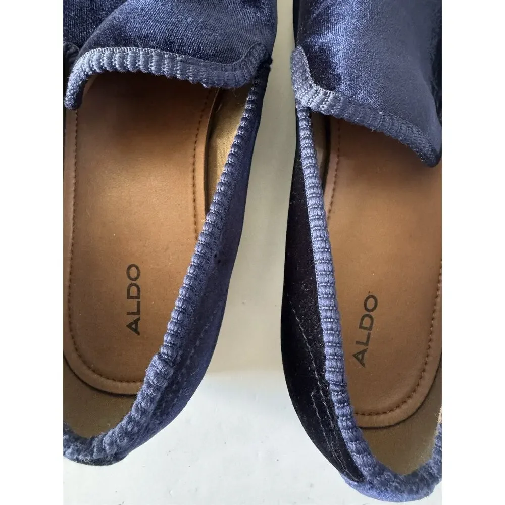 Aldo Mens Blue Velvet Slippers Smoking Shoes Size 12 Slip On Loafers